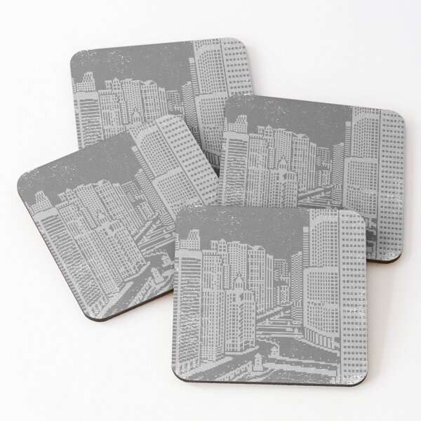 Item preview, Chicago River Pixel Art - Slate + Fog designed and sold by Irene Estelle.
