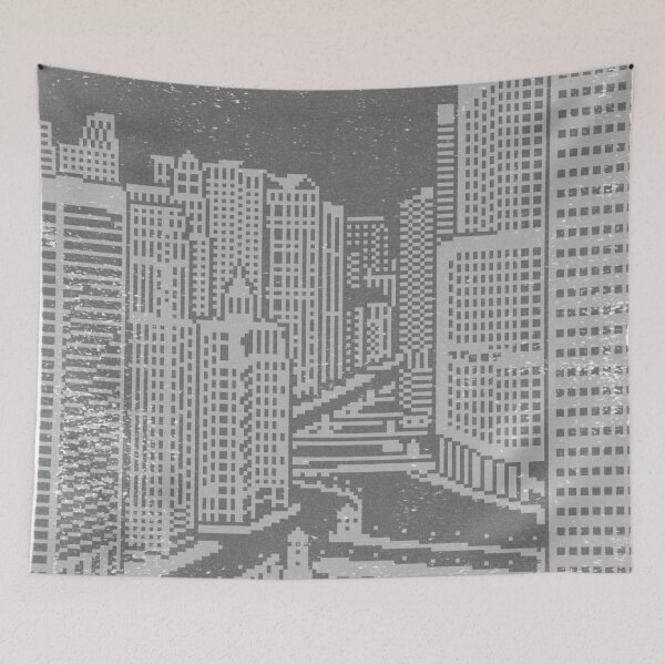 Item preview, Chicago River Pixel Art - Slate + Fog designed and sold by Irene Estelle.