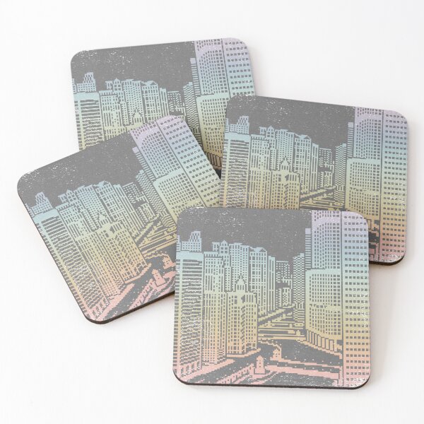 Item preview, Chicago River Pixel Art - Slate + Rainbow Sorbet designed and sold by Irene Estelle.