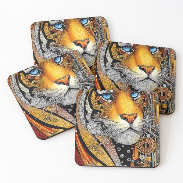 Item preview, Vibrant Abstract Tiger Portrait with Artistic Elements designed and sold by Artessie.