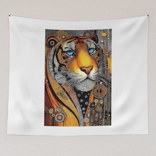 Item preview, Vibrant Abstract Tiger Portrait with Artistic Elements designed and sold by Artessie.