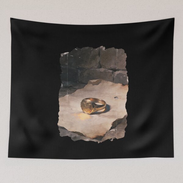 Item preview, Golden Signet Ring on Ancient Parchment Ruins – Dark Gothic Fantasy Art designed and sold by DarkRomanceMom.