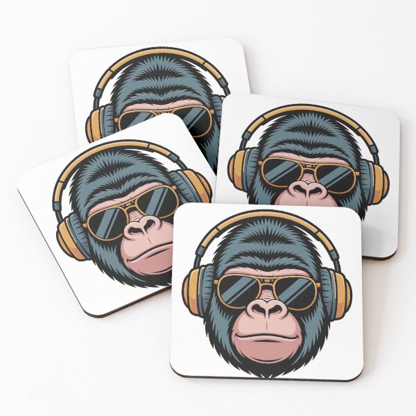 Item preview, Cool Gorilla with Headphones & Sunglasses – DJ Monkey Music Art designed and sold by Royalsticker.