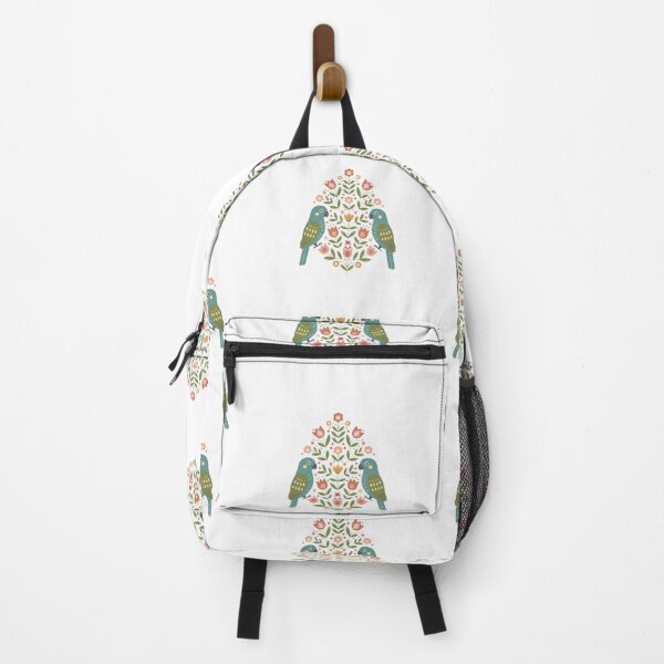 Item preview, Kakapo Pair with Floral Motifs – Hope for Wildlife Scandinavian Folk Art by heidiannemorris © designed and sold by FOLK ART FUSION by heidiannemorris.