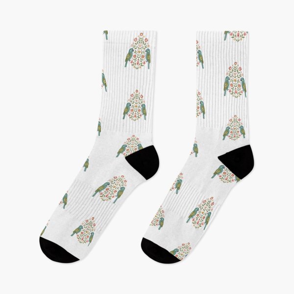 Item preview, Kakapo Pair with Floral Motifs – Hope for Wildlife Scandinavian Folk Art by heidiannemorris © designed and sold by FOLK ART FUSION by heidiannemorris.