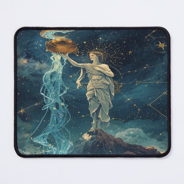 Item preview, Aquarius the Celestial Water Bearer – Zodiac Cosmic Art designed and sold by DreamistStore.