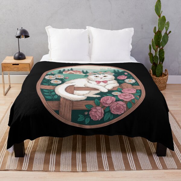 Item preview, Cute Cottagecore Floral Cat Kitten Flowers designed and sold by angolinnArt.