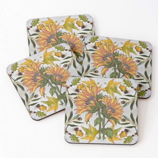 Item preview, Autumn herbarium collage with sunflowers designed and sold by mariya-ivanova.