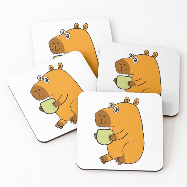 Item preview, Cute Capybara Drinking Tea Illustration designed and sold by MooBinArt.