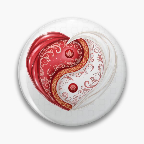 Item preview, Red and White Yin Yang Heart – Love, Unity & Balance designed and sold by EJWorlds.