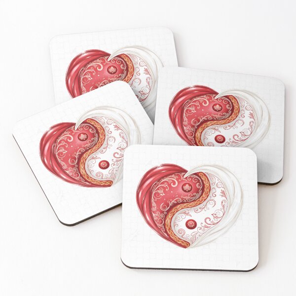 Item preview, Red and White Yin Yang Heart – Love, Unity & Balance designed and sold by EJWorlds.