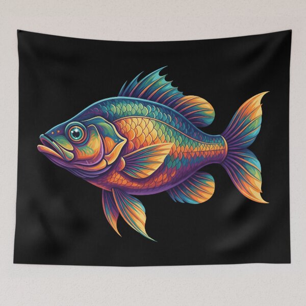 Item preview, Colorful Rainbow Fish Tropical Marine Life Vector Illustration designed and sold by DrawHandArt.