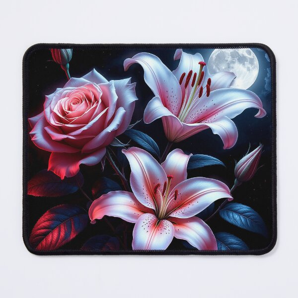 Item preview, Moonlit Rose and Lily – Midnight Floral Fantasy designed and sold by AmetistLight.