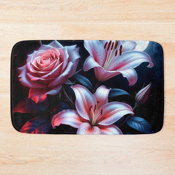 Item preview, Moonlit Rose and Lily – Midnight Floral Fantasy designed and sold by AmetistLight.