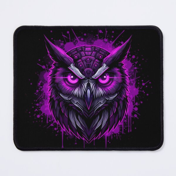 Item preview, Purple Neon Owl - Futuristic Cybernetic Wisdom designed and sold by ImpactVibe.