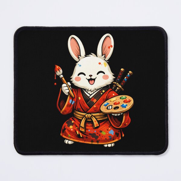 Item preview, Cute Rabbit Samurai Painter – Kawaii Pop Art Artist Illustration designed and sold by ColorSplash123.