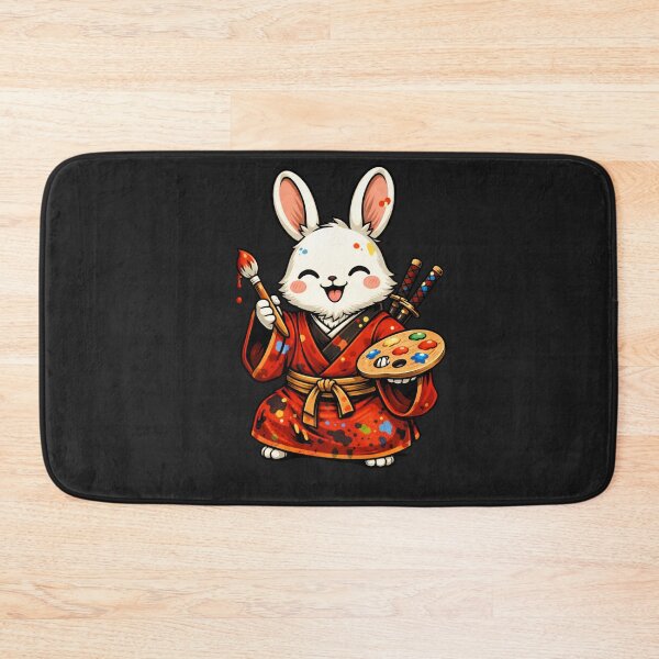 Item preview, Cute Rabbit Samurai Painter – Kawaii Pop Art Artist Illustration designed and sold by ColorSplash123.