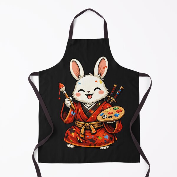 Item preview, Cute Rabbit Samurai Painter – Kawaii Pop Art Artist Illustration designed and sold by ColorSplash123.