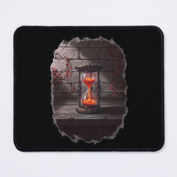 Item preview, Fiery Hourglass with Red Vines Gothic Stone Wall – Dark Fantasy Time Art designed and sold by DarkRomanceMom.