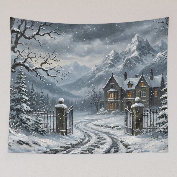 Item preview, Dark Academia Snowy Estate | Victorian Winter Landscape designed and sold by DesignAnother.