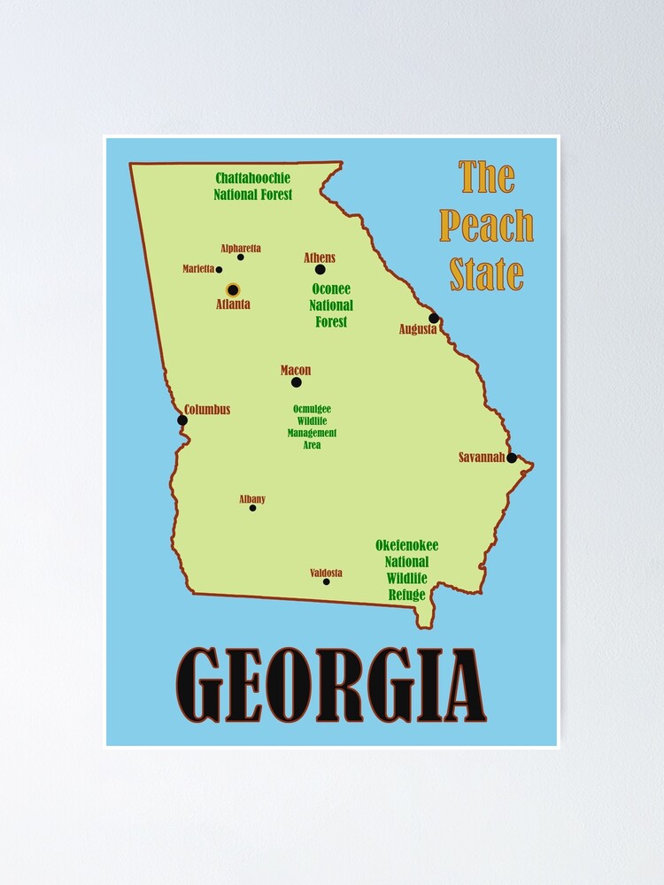 Augusta Georgia On The Map Georgia Map" Poster By Beery | Redbubble
