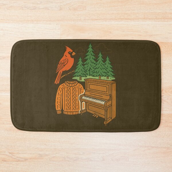 Item preview, Line drawings of a forest, a cardinal, an antique piano, a knitted sweater. designed and sold by Moonshroomarts.
