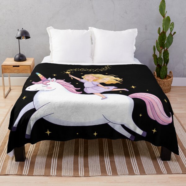 Item preview, Magical Princess Riding White Unicorn Fantasy Illustration Art designed and sold by DrawHandArt.
