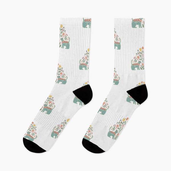 Item preview, Cat Pair with Floral Motifs – Scandinavian Folk Art by heidiannemorris © designed and sold by FOLK ART FUSION by heidiannemorris.