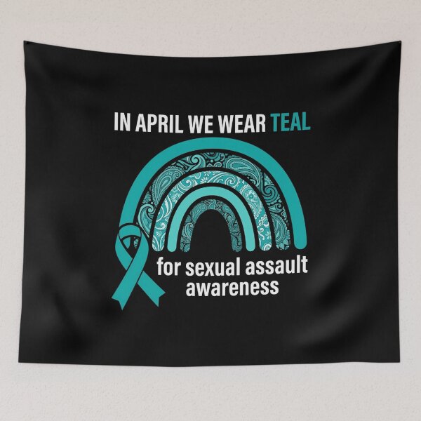 Item preview, In April We Wear Teal Sexual Assault Awareness Boho Rainbowr designed and sold by SyncSusscess.