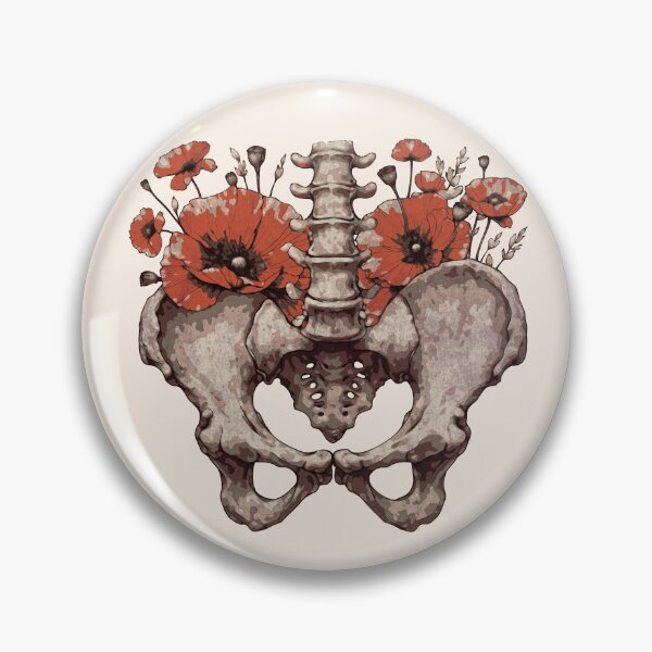 Item preview, Anatomical Pelvis Bone Watercolor with Red Poppies Floral Human Anatomy Art designed and sold by Collagedream.