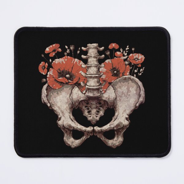 Item preview, Anatomical Pelvis Bone Watercolor with Red Poppies Floral Human Anatomy Art designed and sold by Collagedream.