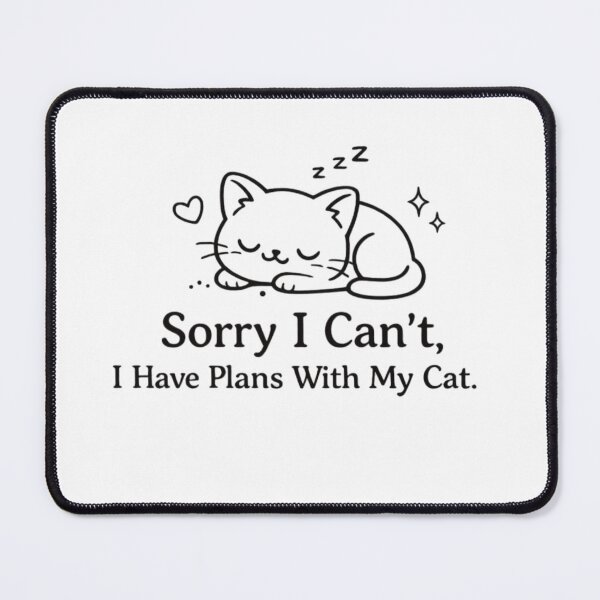 Item preview, Sorry I Can’t I Have Plans With My Cat – Minimal Line Cat Funny T-Shirt Design designed and sold by BShop20 – Cute Funny Tees & Gifts.