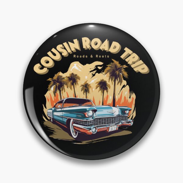 Aperçu de l'œuvre T-shirt « Road Trip entre cousins » | Design vintage « Roads & Roots » pour les voyages en voiture entre cousins créée et vendue par PixelWaveBD.