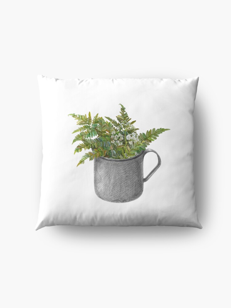 Alternate view of Mug with fern leaves Floor Pillow