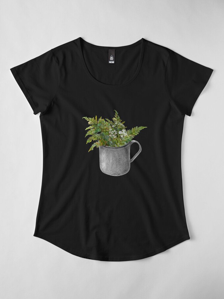Alternate view of Mug with fern leaves Premium Scoop T-Shirt