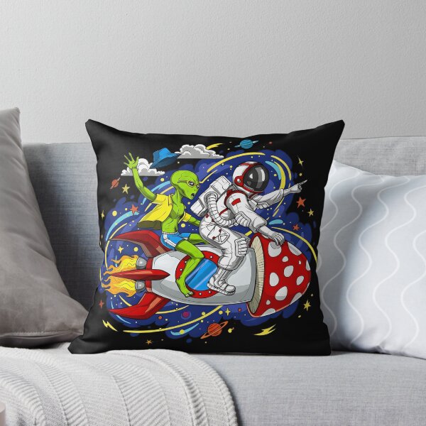 Item preview, Astronaut and Alien Riding Mushroom Rocket Space Adventure designed and sold by DrawHandArt.