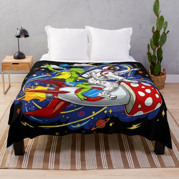 Item preview, Astronaut and Alien Riding Mushroom Rocket Space Adventure designed and sold by DrawHandArt.