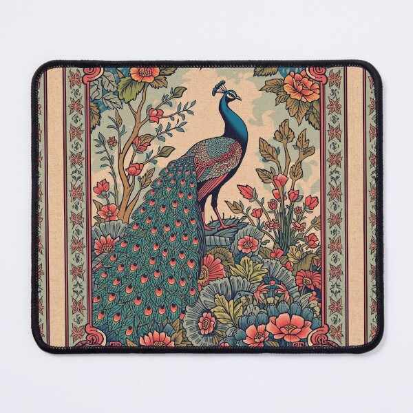 Item preview, Traditional Pichwai Peacock Garden Splendor | Royal Ethnic Indian Feather Art Print | Pichwai Style Peacock Illustration | Mughal Garden Heritage Print designed and sold by RSDigitalPrintDesign.