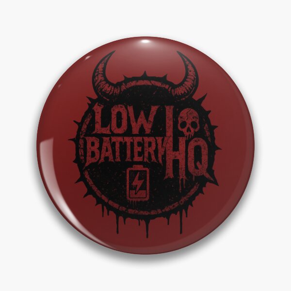Item preview, LowBatteryHQ – Dripping Demon Battery Emblem (Red/Black Metal Edition) designed and sold by LowBatteryHQ.