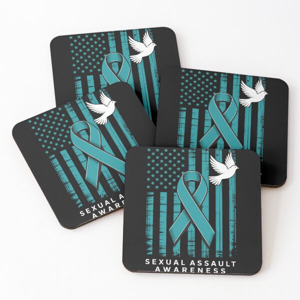 Item preview, Teal Sexual Assault Awareness Green Feather Ribbon USA Flag designed and sold by cosmicncozyS.