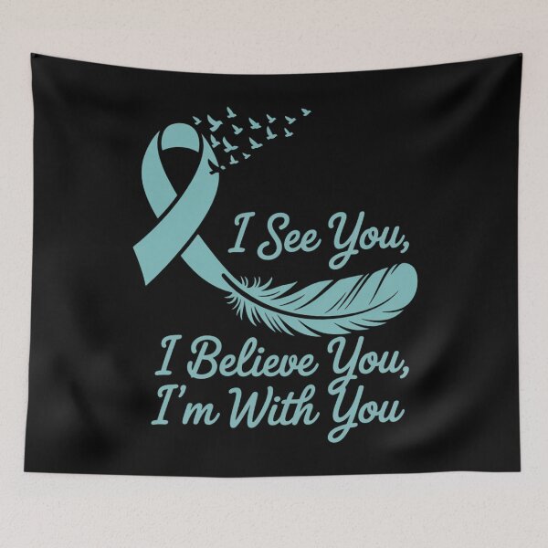 Item preview, Teal Sexual Assault Awareness Green Feather Ribbon designed and sold by cosmicncozyS.