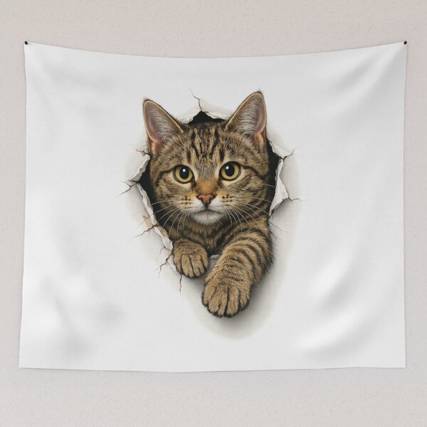 Item preview, Cute Cat Breaking Wall designed and sold by RedSwagStore.