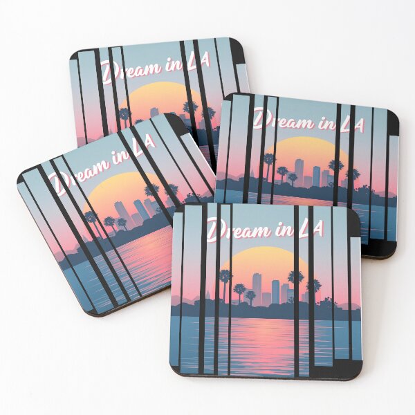Item preview, Los Angeles Design Retro pastel sunset with palm silhouettes Slogan Dream in LA 2 designed and sold by Neon G.