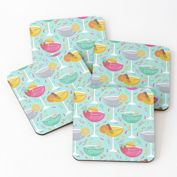 Item preview, Celebrate Cocktails Party Confetti Margueritas aqua background designed and sold by pholiumsigma_design.