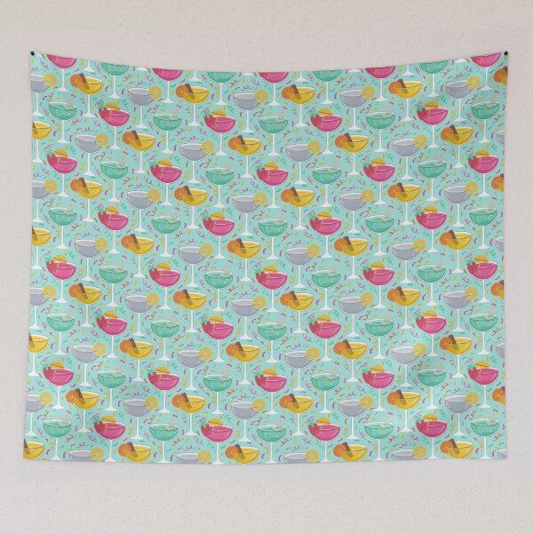 Item preview, Celebrate Cocktails Party Confetti Margueritas aqua background designed and sold by pholiumsigma_design.