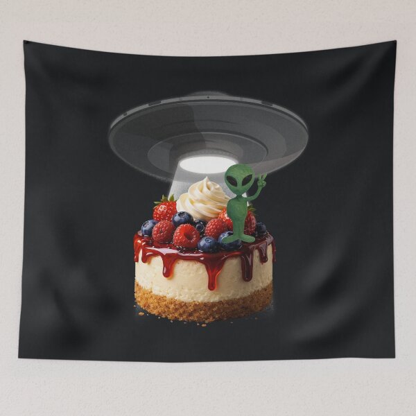 Item preview, Alien Snacktime Cheesecake – UFO Abduction Dessert with Cute Alien Humor designed and sold by MeghannsMinimalMeals.
