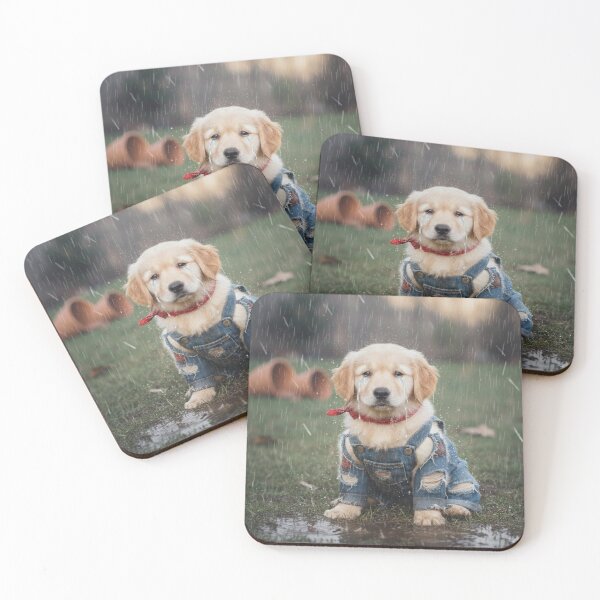 Item preview, Lonely Puppy in the Rain - Sad Golden Retriever designed and sold by Fatomfatom.
