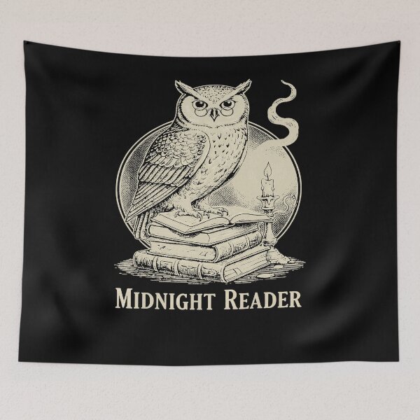 Item preview, Midnight Reader Owl - Vintage Line Art Book Lover Design designed and sold by Axivra.