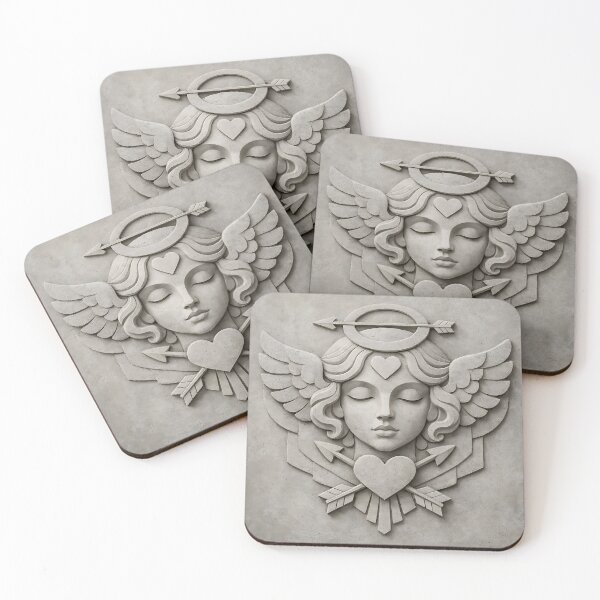 Item preview, Sacred Angel Heart and Arrow Stone Relief Art designed and sold by Beamiverse.