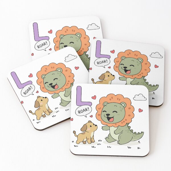Item preview, Cute Dinosaur Alphabet L – Kawaii Dino in Lion Costume designed and sold by MeeraArts&Crafts.